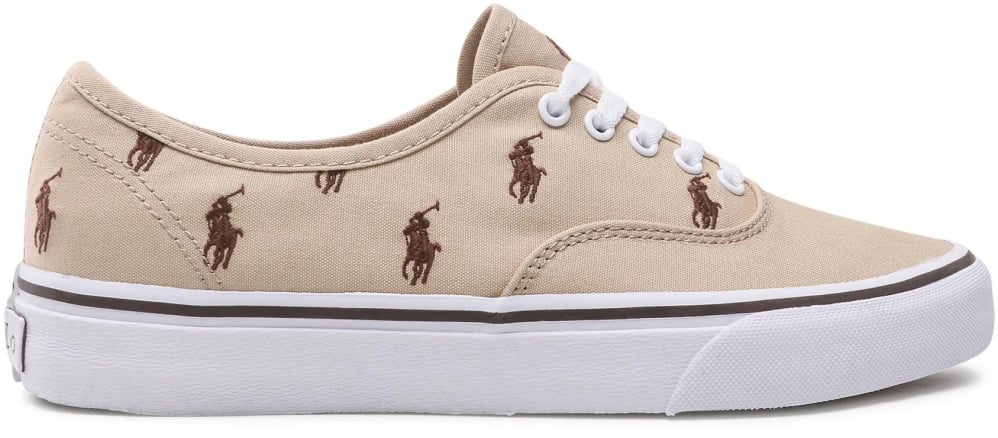 Ralph Lauren Keaton Pony Logo Skate Sneakers Beige