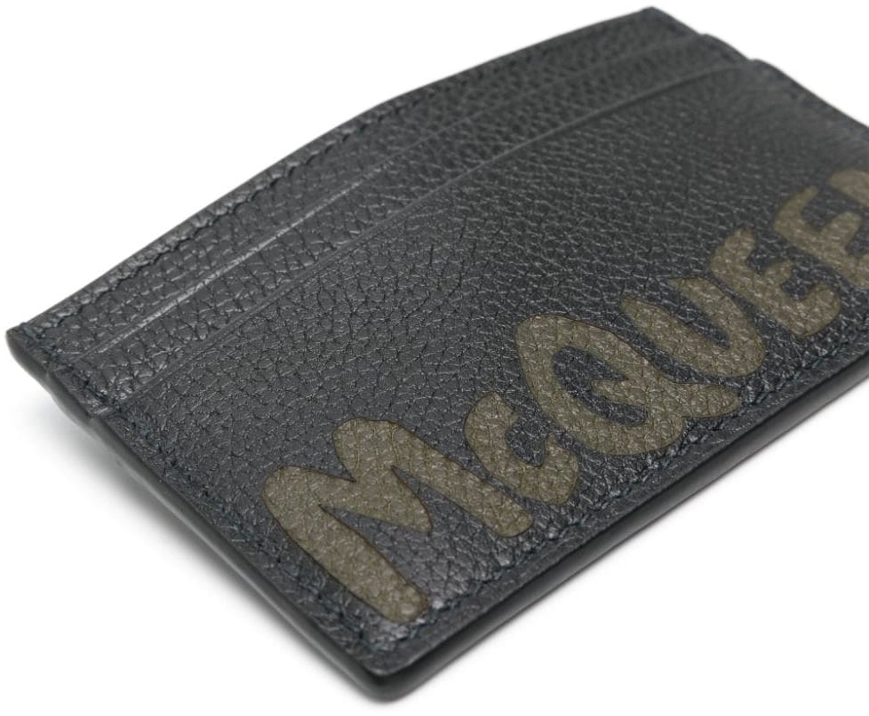 Alexander McQueen Alexander McQueen Black leather card holder Zwart