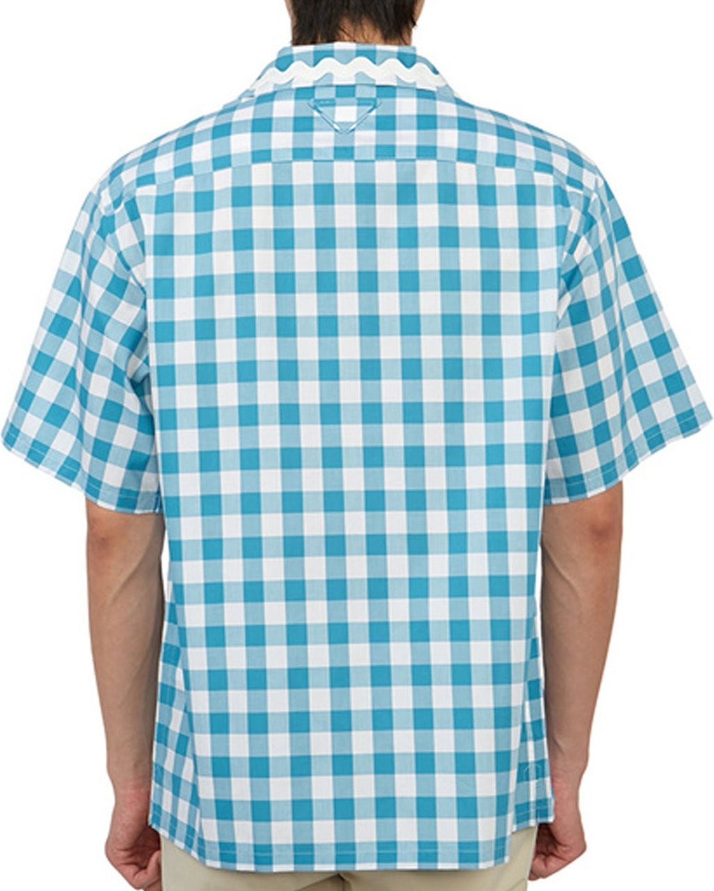 Prada Prada Checked Cotton Shirt Blauw