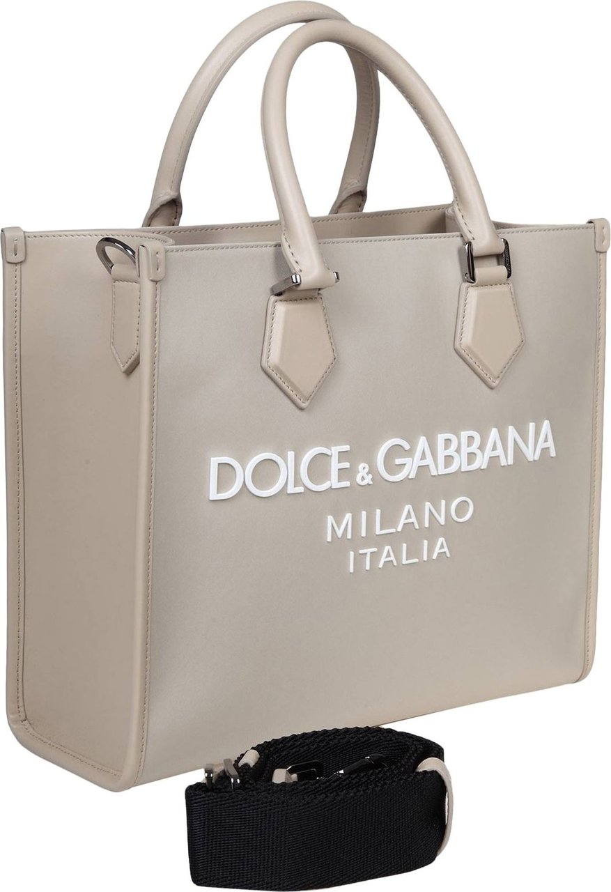 Dolce & Gabbana Dolce & gabbana shopping bag in fabric with rubber logo Neutraal