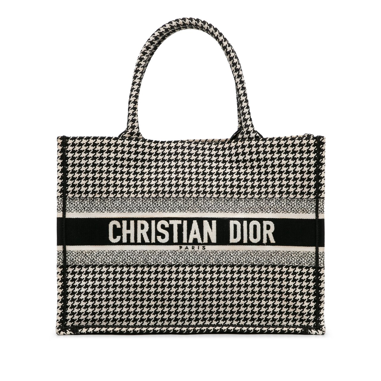 Dior Medium Houndstooth Book Tote Zwart