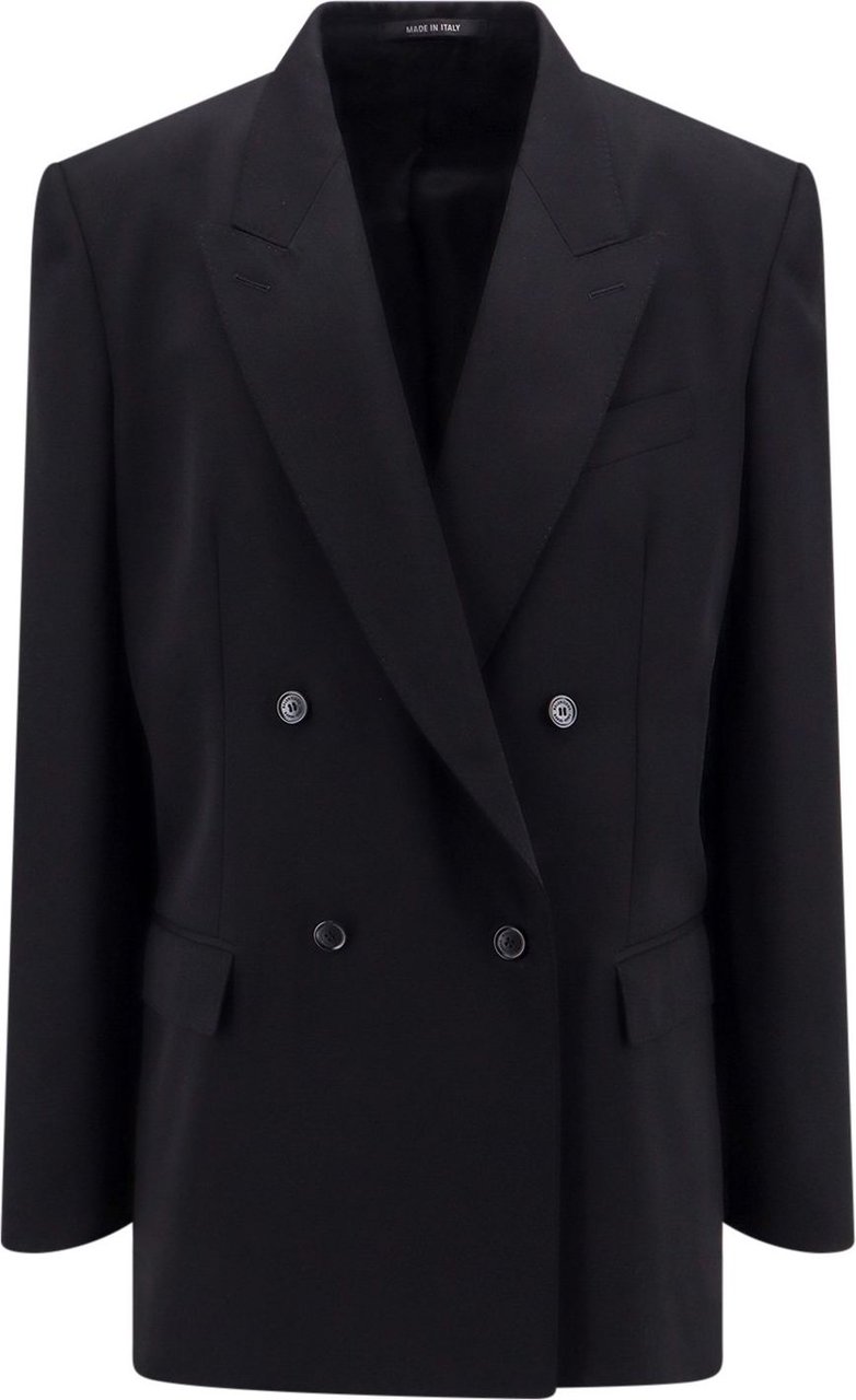Balenciaga Oversize wool blazer with shoulder pads Zwart
