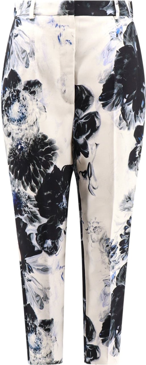Alexander McQueen Viscose trouser with floral print Wit