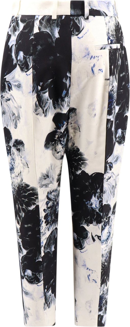 Alexander McQueen Viscose trouser with floral print Wit