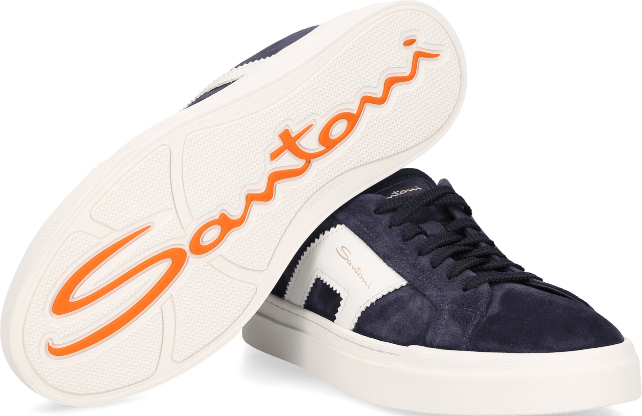 Santoni Low-top Sneakers Double Buckle Suede Speedy W Blauw