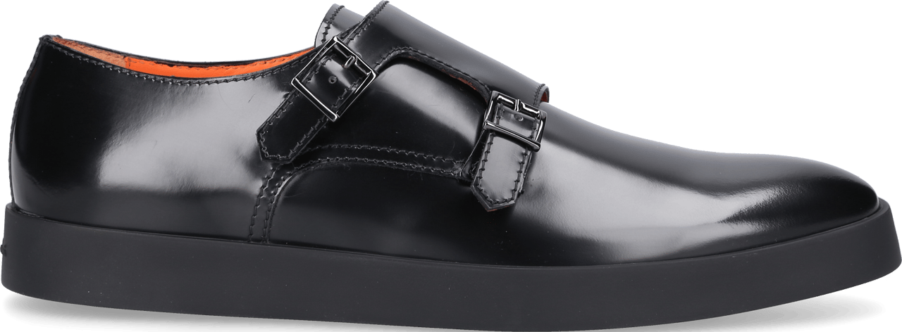 Santoni Monk Shoes Calfskin Pista Zwart