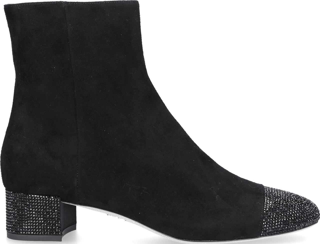 Rene Caovilla Classic Ankle Boots Rhinestone Suede Grazalema Zwart