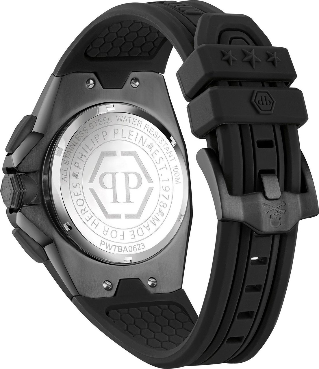 Philipp Plein PWTBA0623 Octagon horloge 44 mm Zwart
