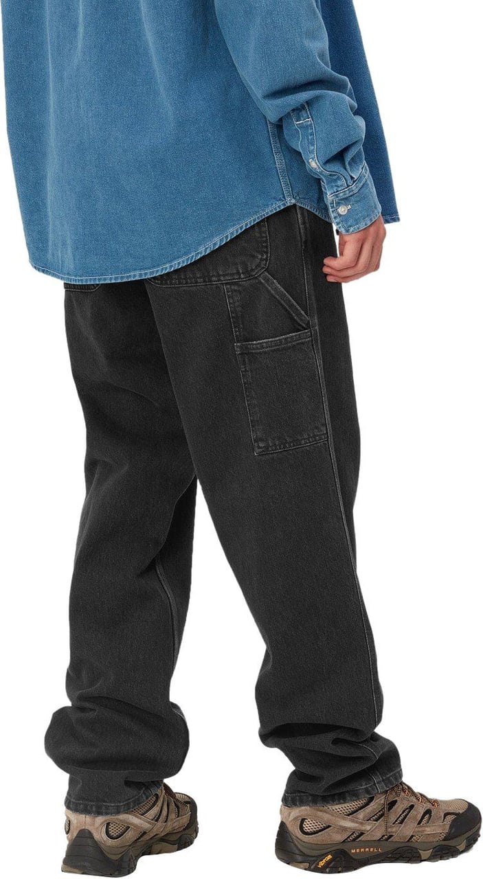 Carhartt Wip Single Knee Stone Washed Black Jeans Black Zwart