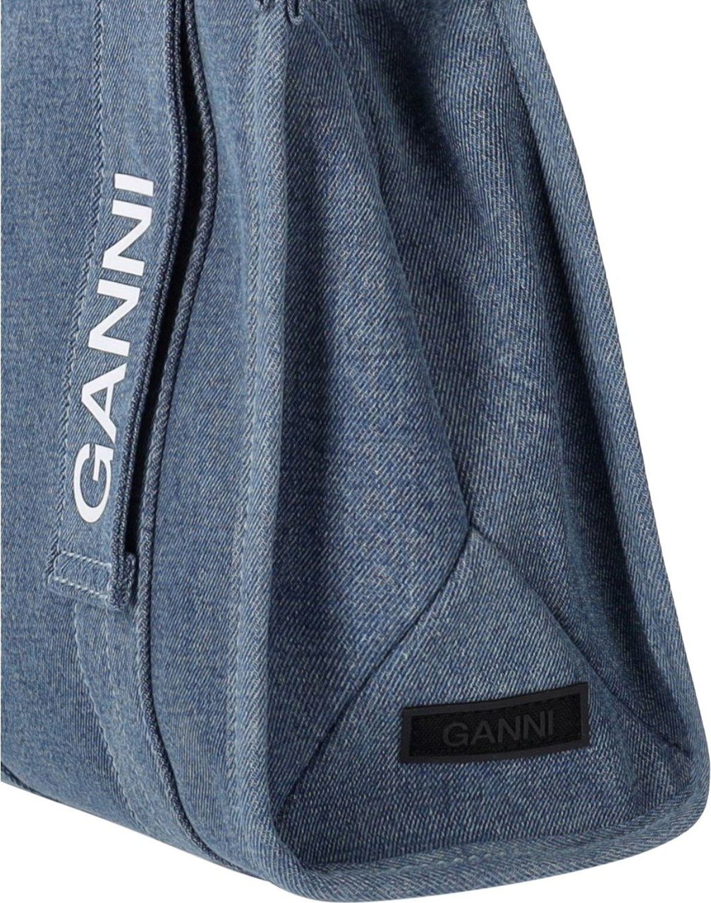 Ganni Tech Denim Handbag Blue Blauw