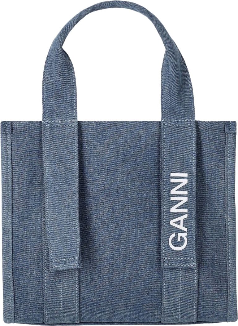 Ganni Tech Denim Handbag Blue Blauw