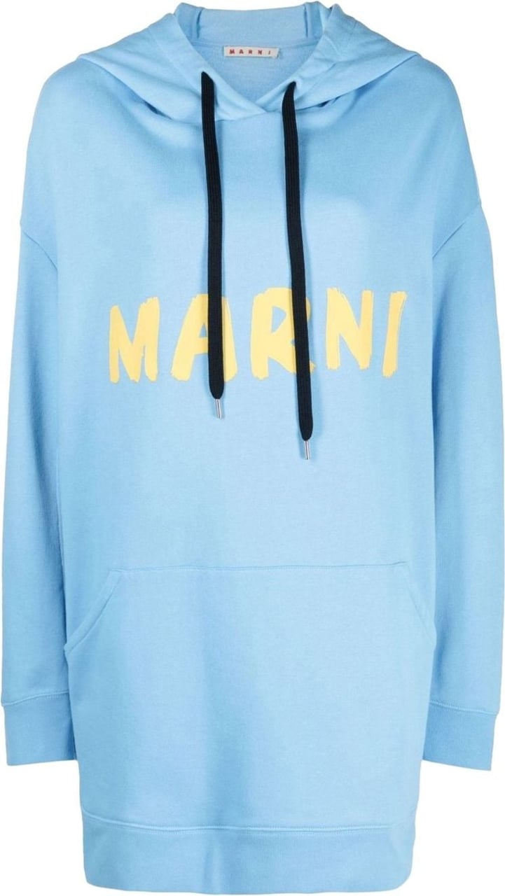Marni Longline Logo Hooded Sweatshirt Blauw