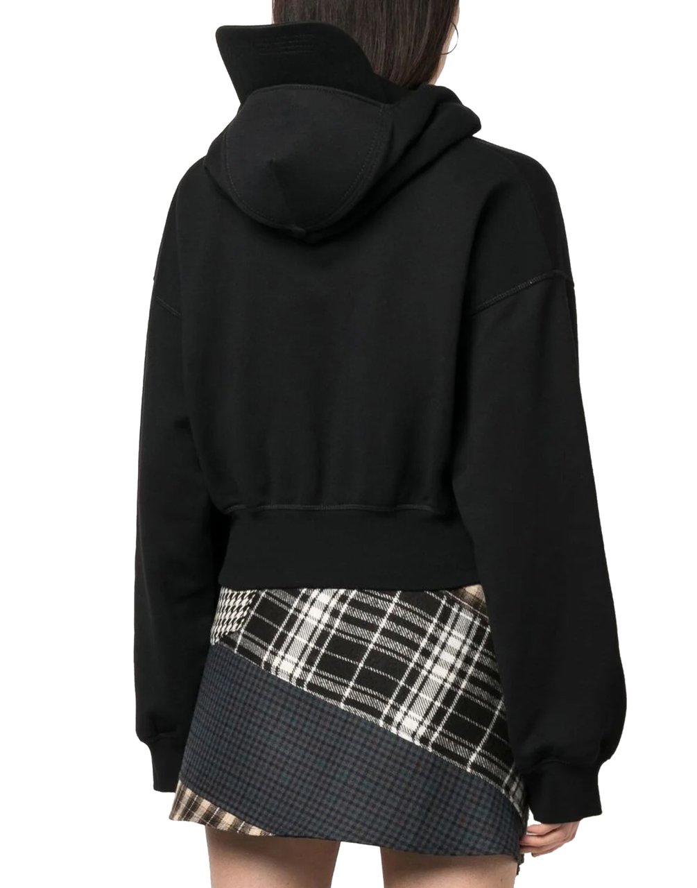 Dsquared2 Attached Cap Cropped Hoodie Zwart