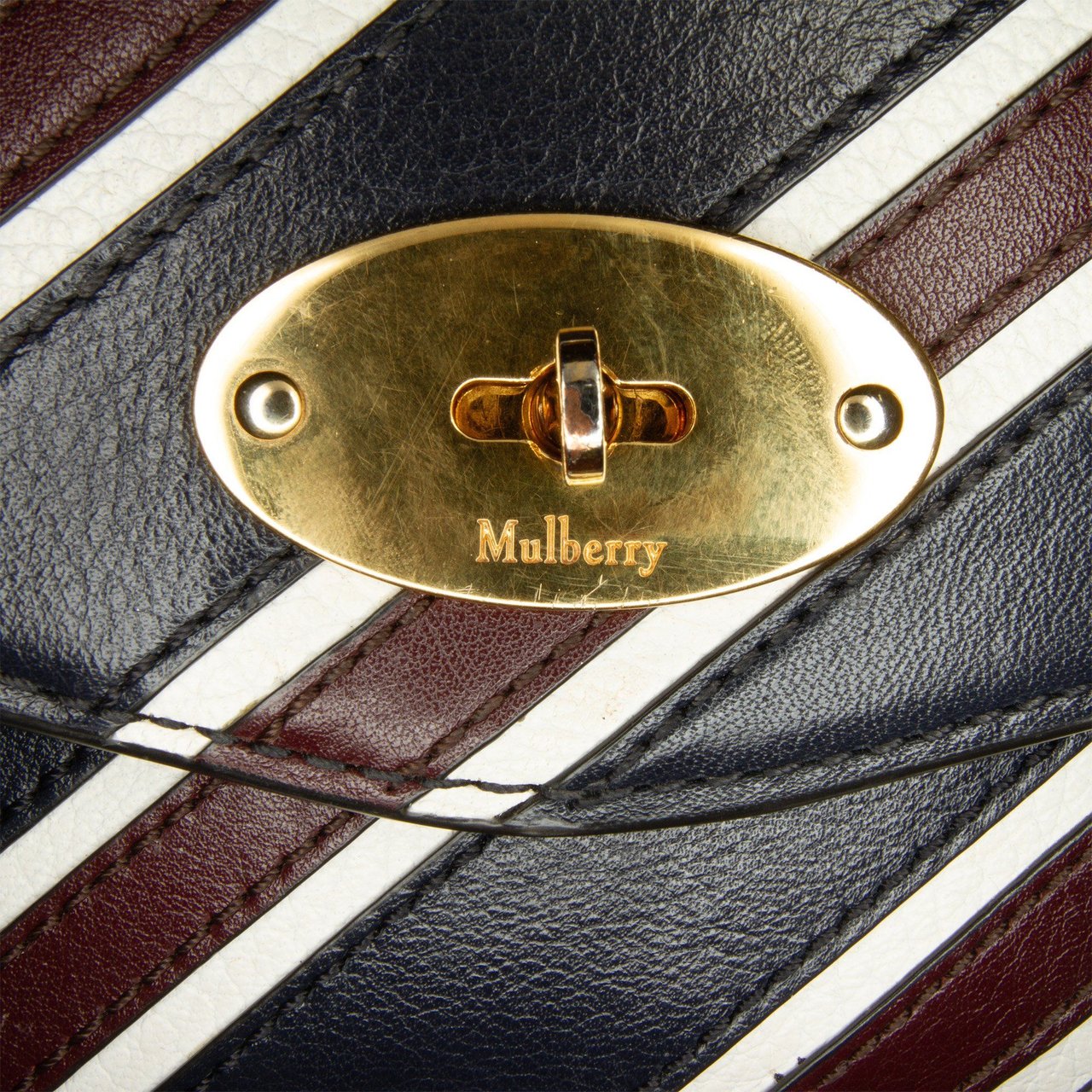 Mulberry Darley Striped Leather Crossbody Bag Blauw