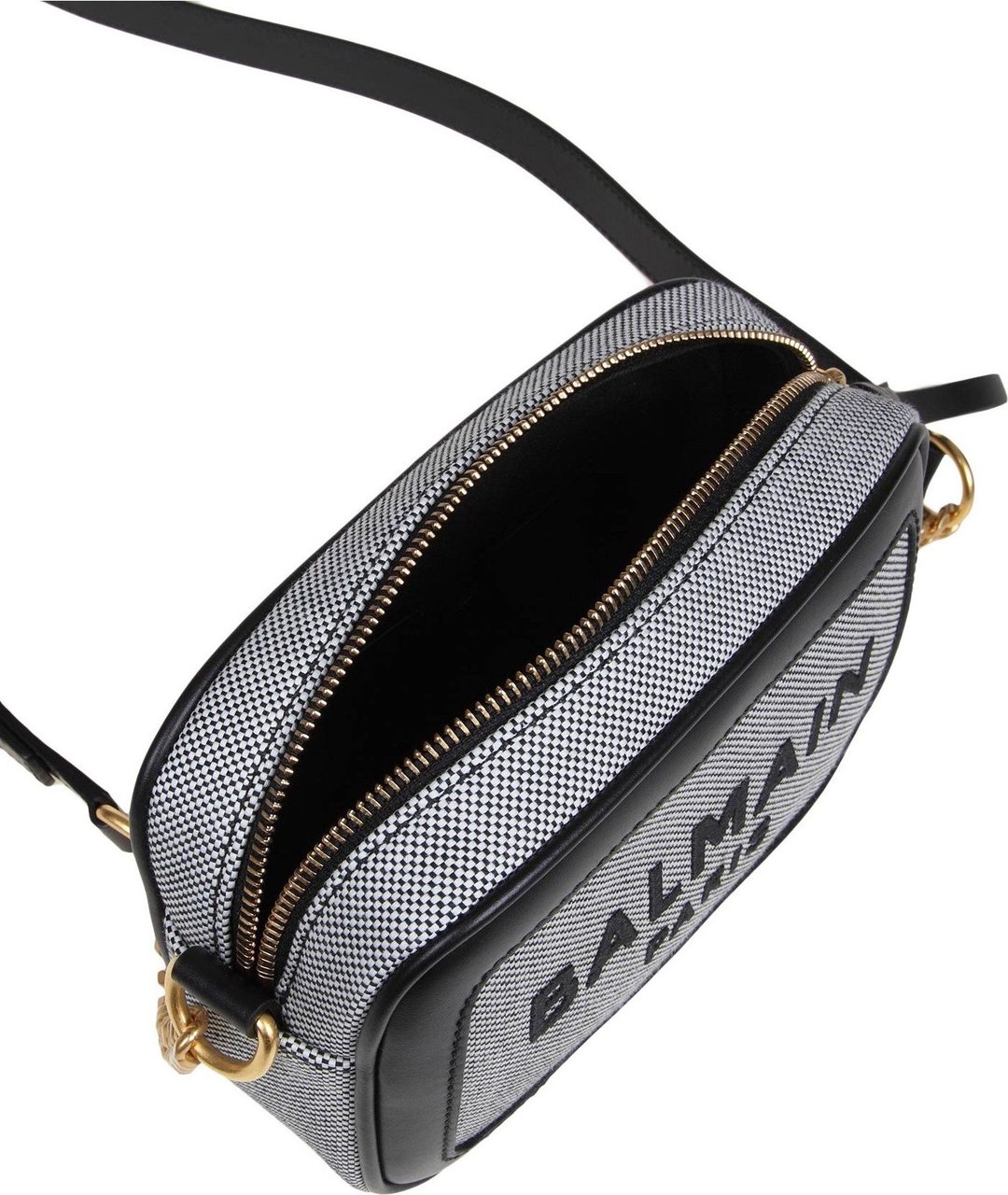 Balmain Balmain b-army camera bag case in canvas color white/black Zwart
