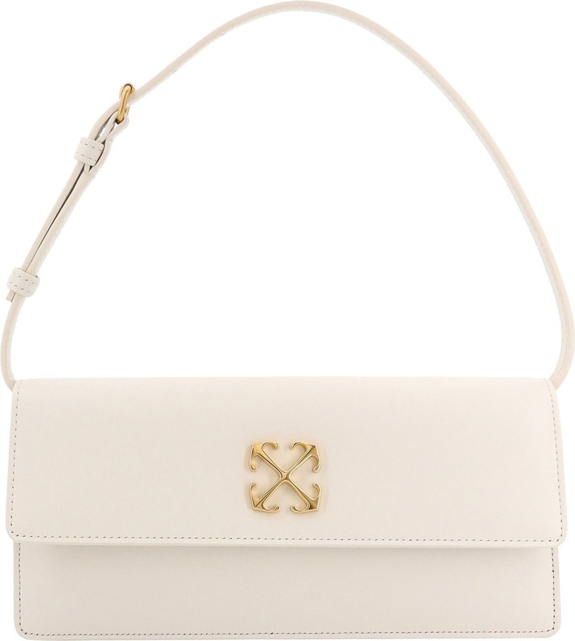 OFF-WHITE Leather shoulder bag with metal Arrow logo Wit