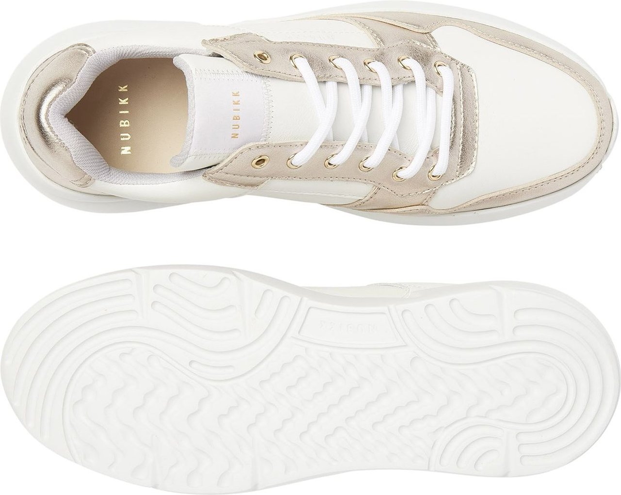 Nubikk Roque Road Wave | Wit Gouden Sneakers voor Dames Bruin