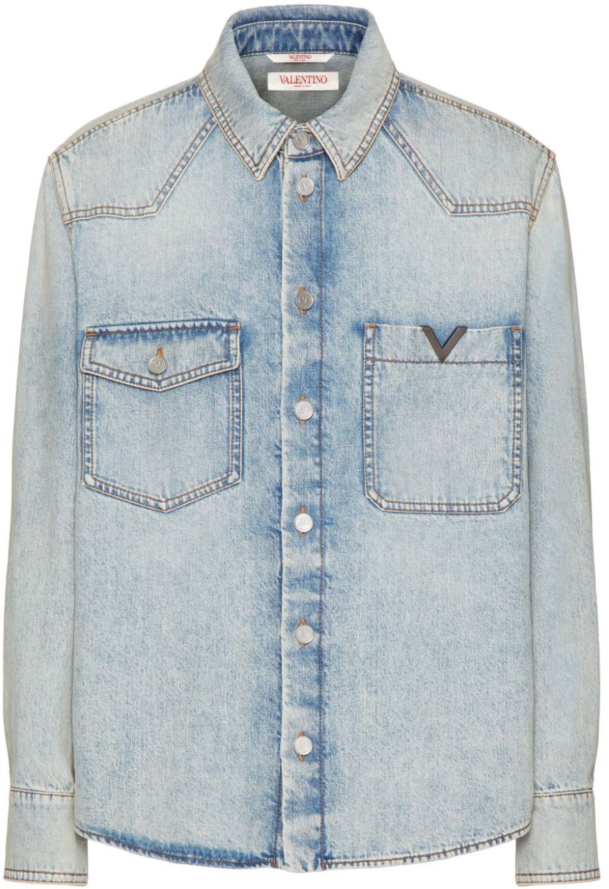 Valentino Valentino Garavani Cotton Denim Shirt Blauw