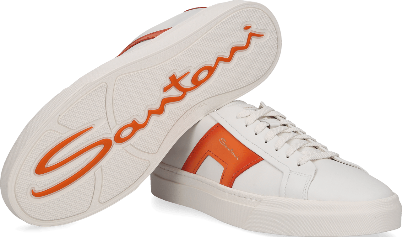 Santoni Low-top Sneakers Double Buckle Calfskin Speedy Wit