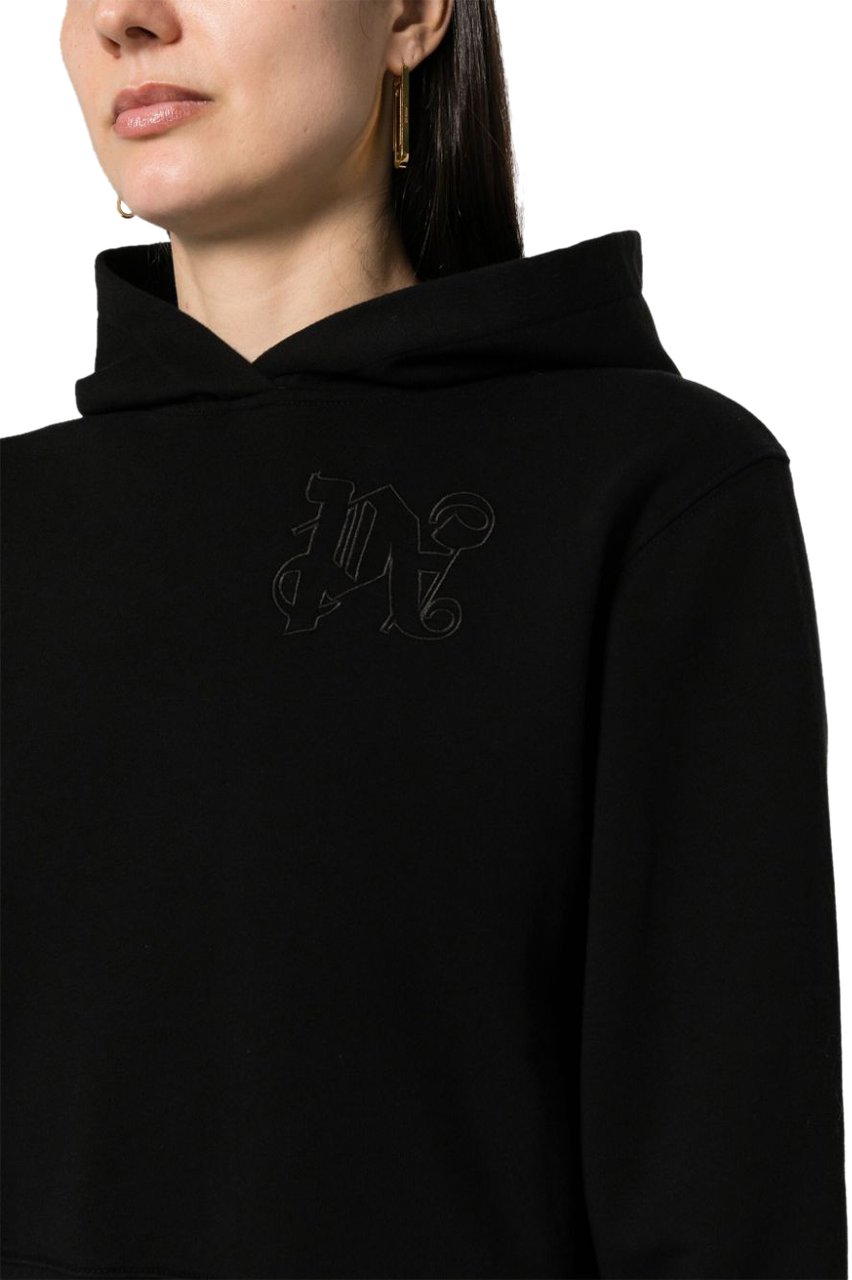 Palm Angels Palm Angels Black stretch cotton sweatshirt Zwart