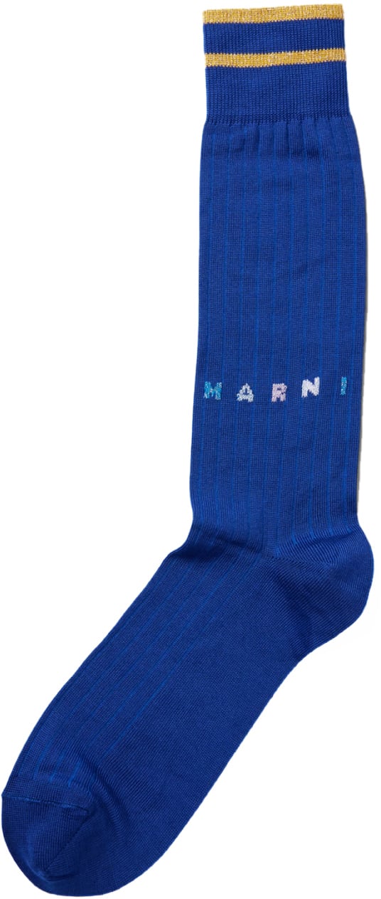 Marni Logo Intarsia Socks Blauw