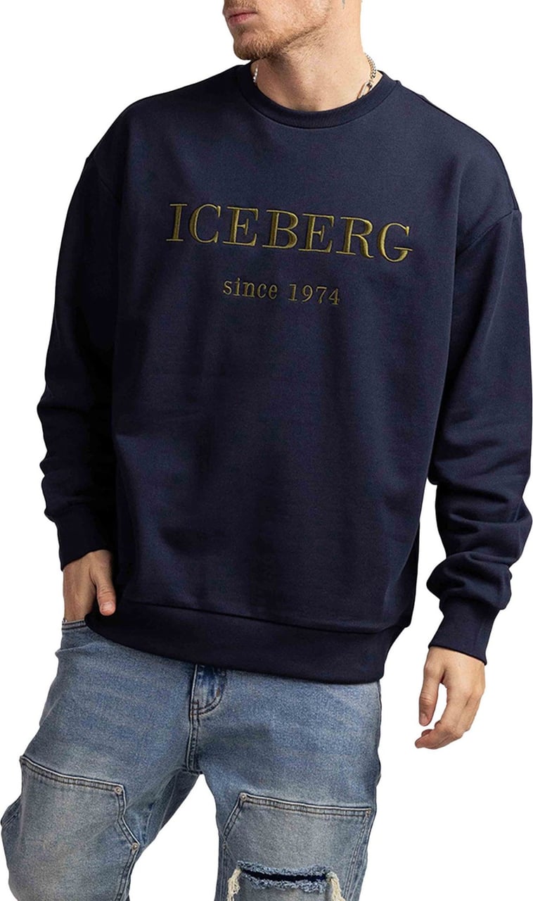 Iceberg 5C Felpa Embroidered Logo Sweater Heren Donkerblauw Grijs
