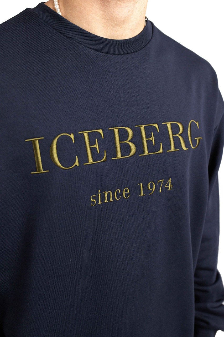 Iceberg 5C Felpa Embroidered Logo Sweater Heren Donkerblauw Grijs