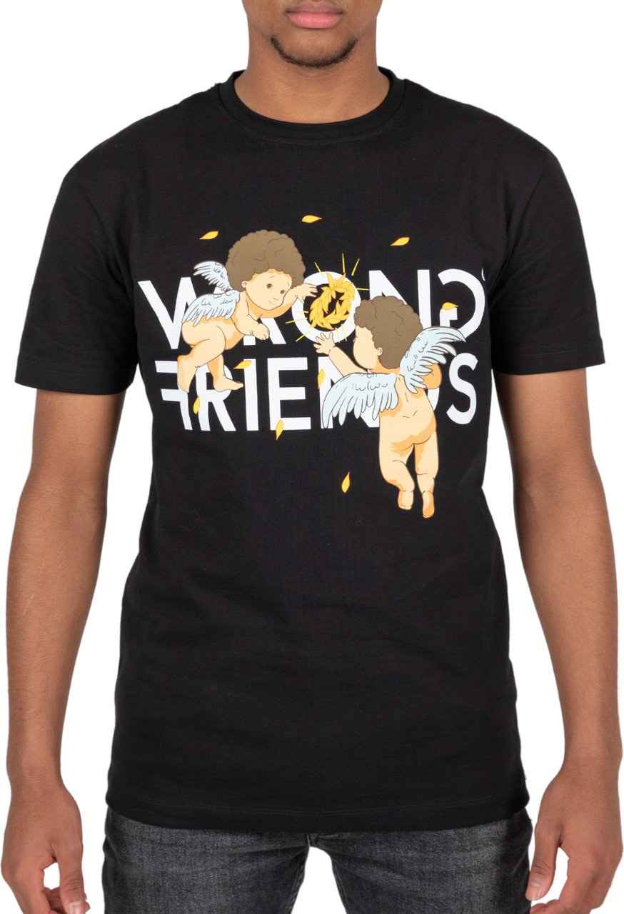 Wrong Friends Angels T-shirt - BLACK Zwart