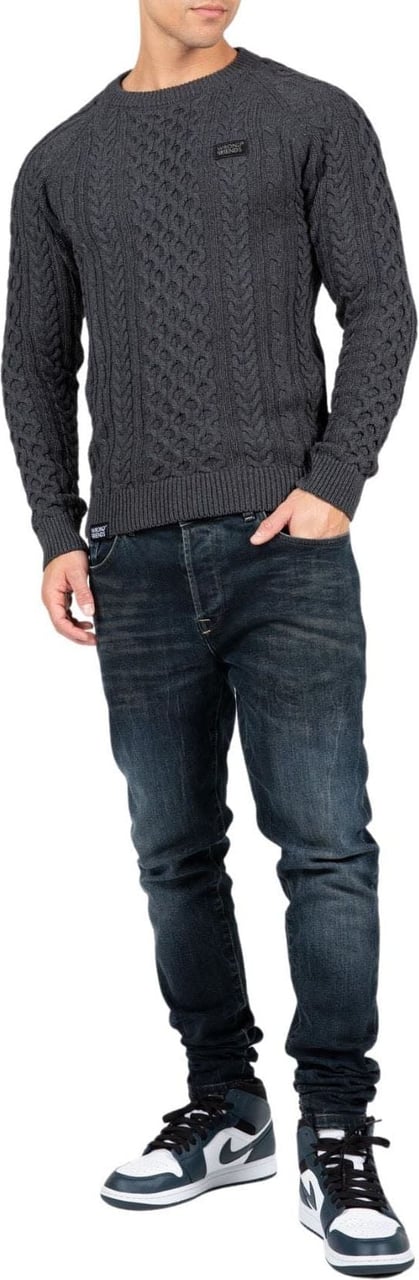 Wrong Friends CORBY CABLE KNIT SWEATER - DARK GREY Grijs