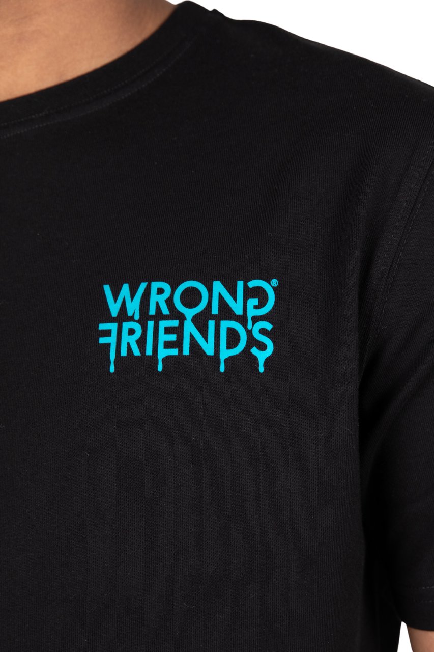 Wrong Friends LUCCA T-SHIRT - BLACK/BLUE Zwart