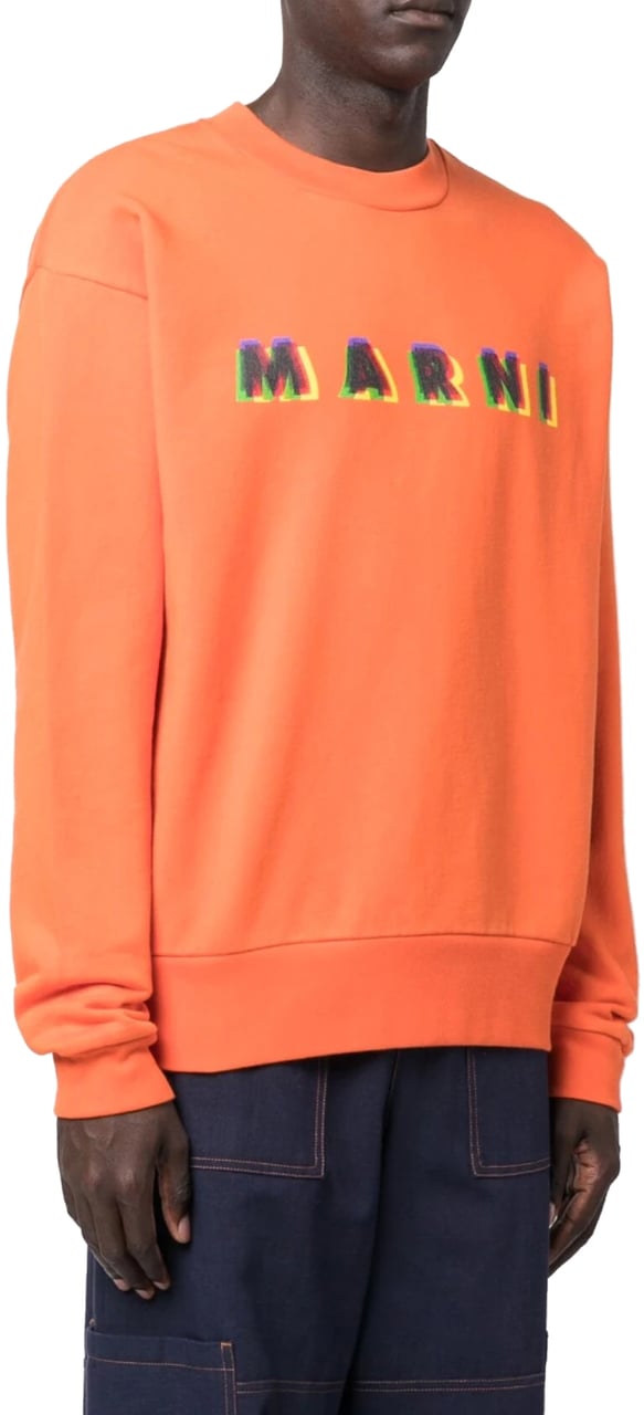 Marni 3d Logo Printed Crewneck Sweatshirt Oranje