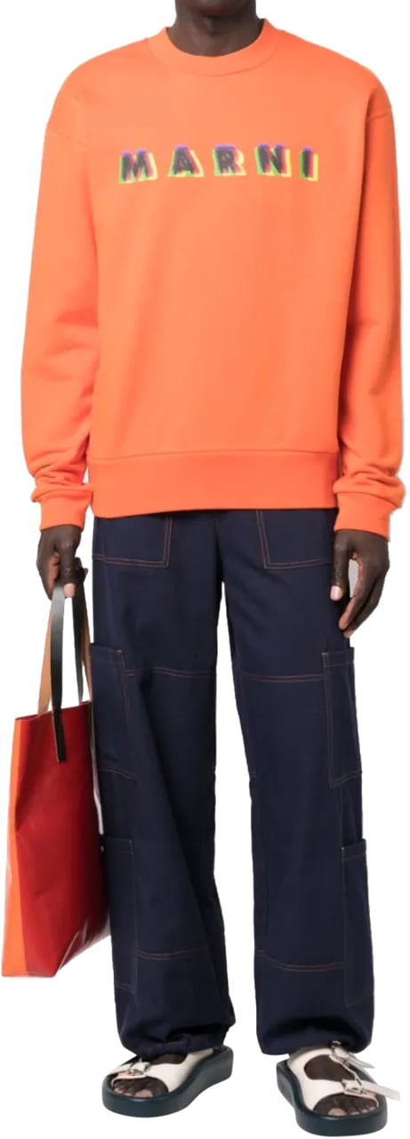 Marni 3d Logo Printed Crewneck Sweatshirt Oranje