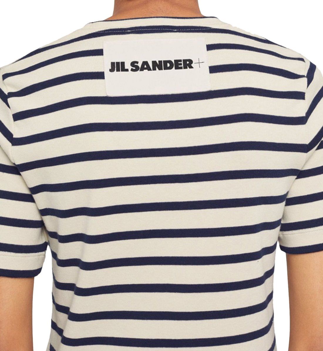 Jil Sander Striped T-shirt Cream White/navy Blauw