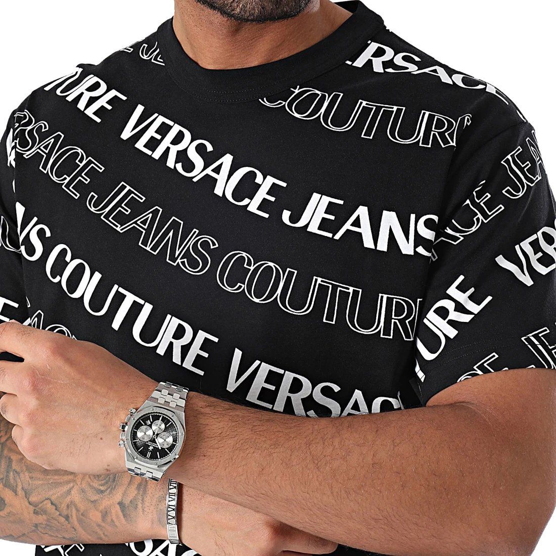 Versace Jeans Couture Versace Couture Heren T-shirt Zwart 76GAH6R0-JS296/899 Zwart