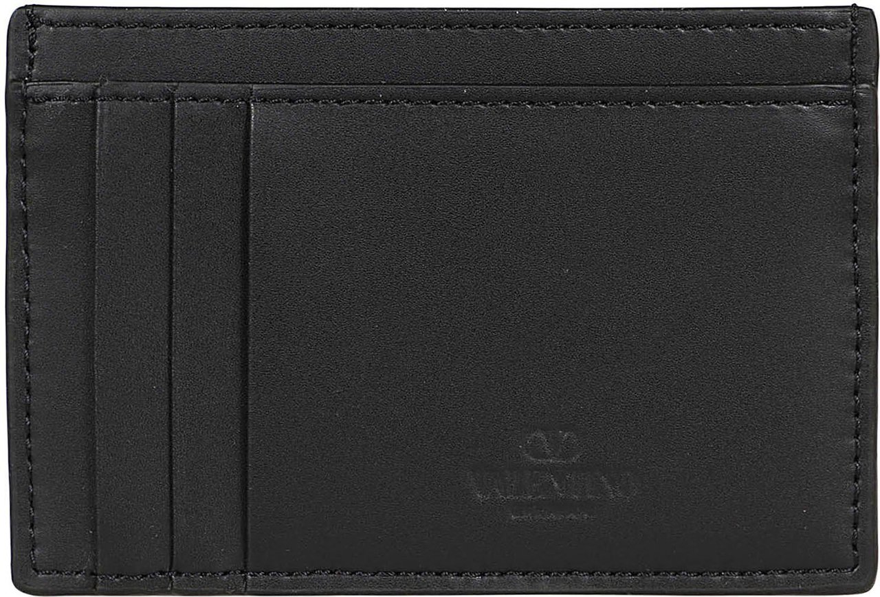 Valentino small credit card holder vltn Zwart