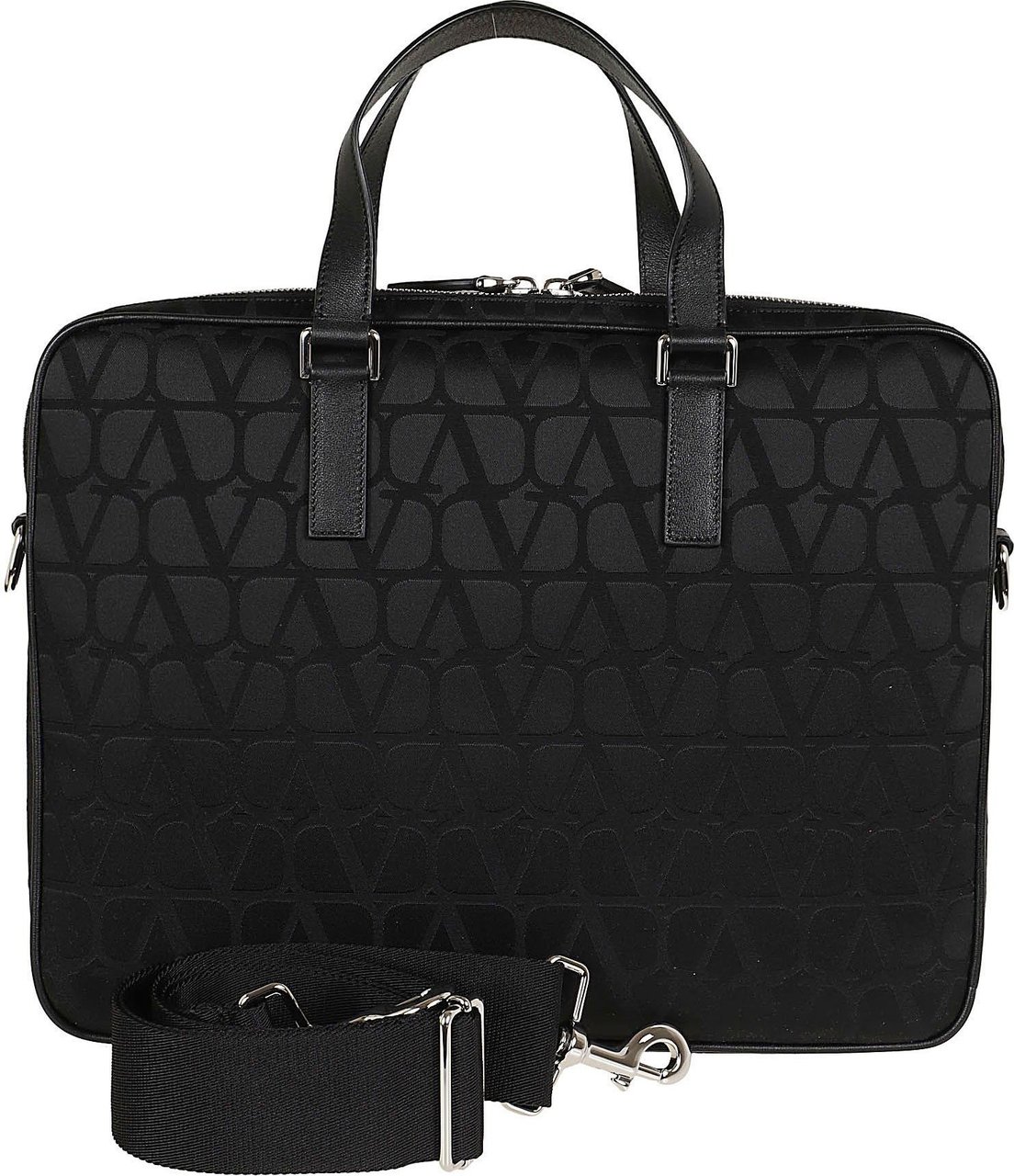 Valentino double handle briefcase toile Zwart