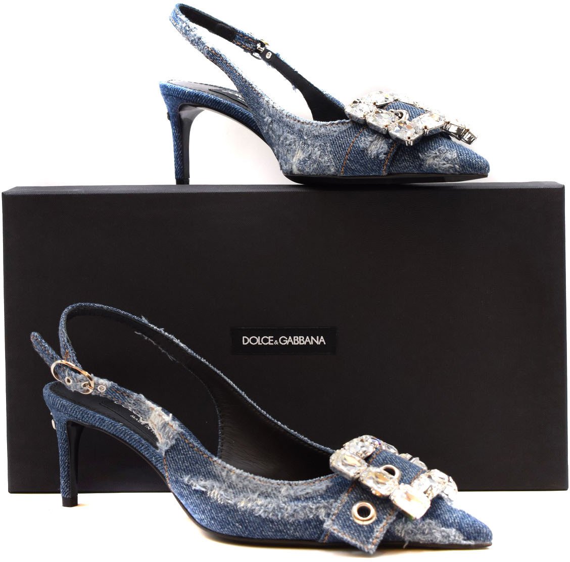 Dolce & Gabbana Dolce & Gabbana Denim Slingback Pumps Blauw