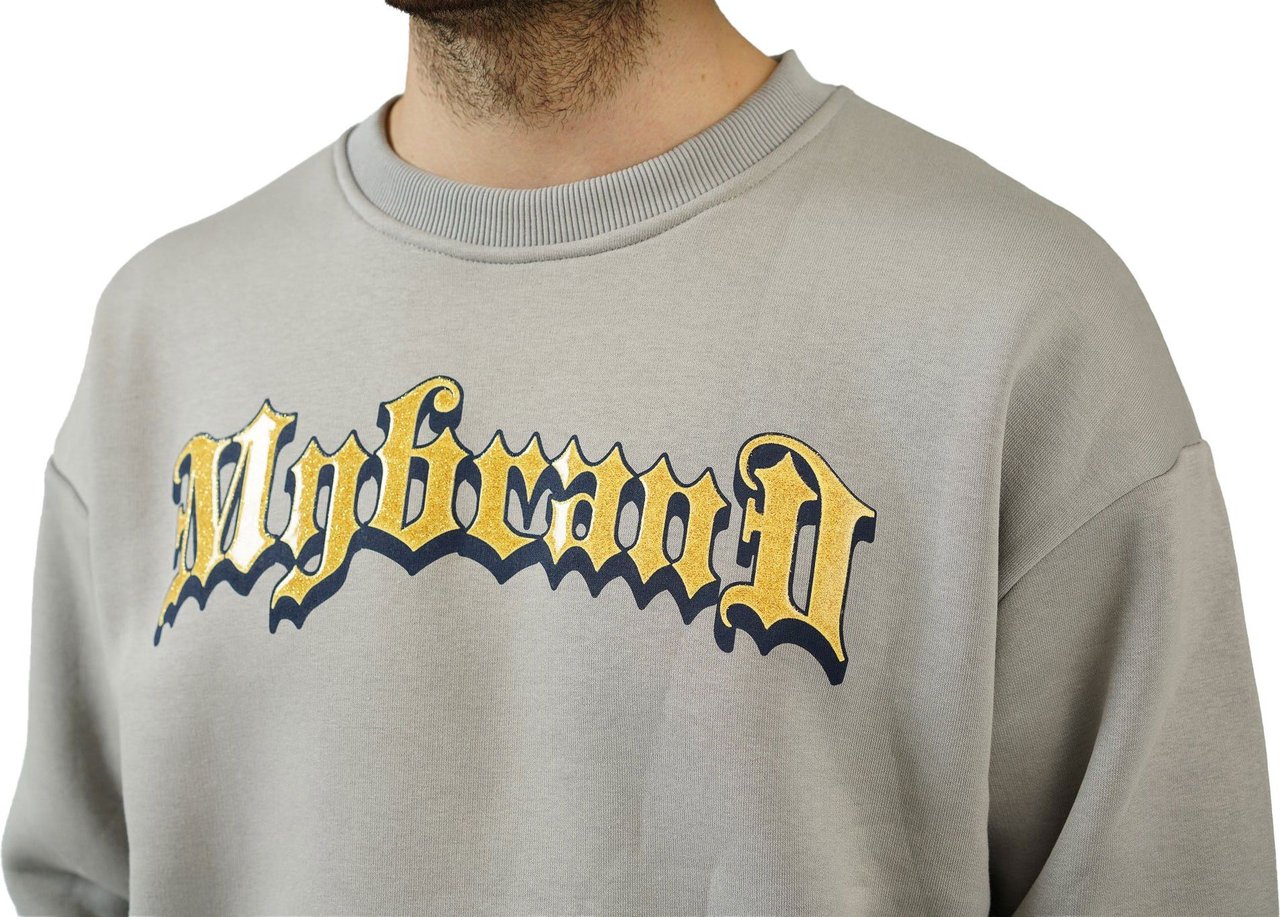 My Brand Domination Gold Print Sweater Grijs