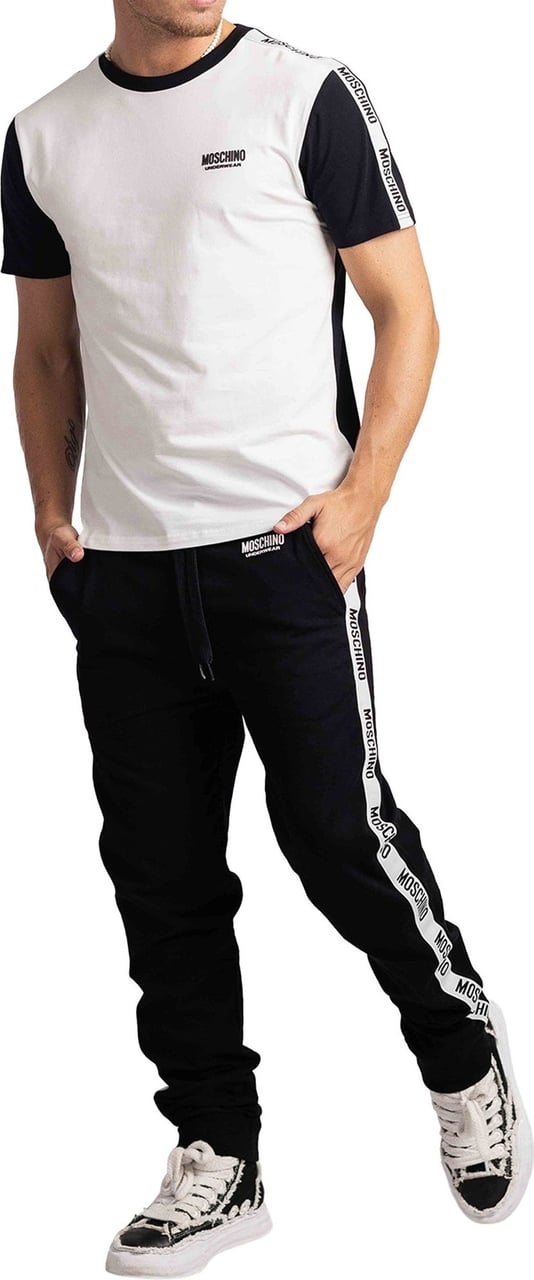 Moschino Tape T-Shirt Heren Wit/Zwart Wit