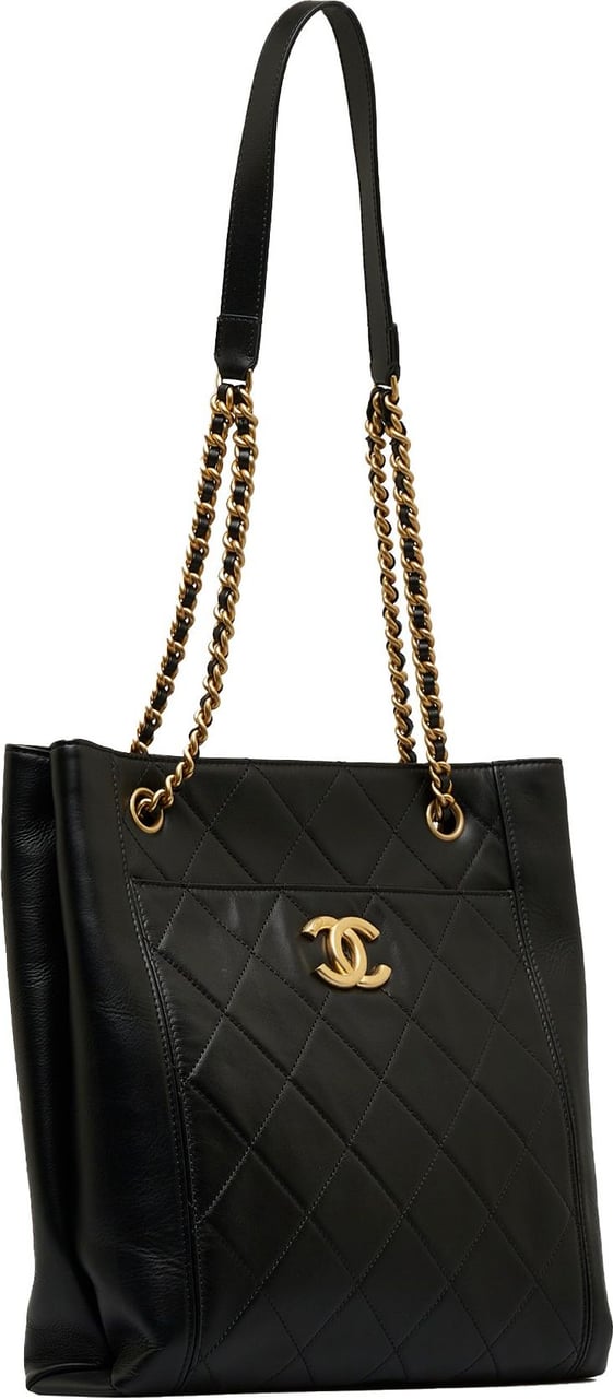 Chanel CC Front Pocket Calfskin Shopping Tote Zwart