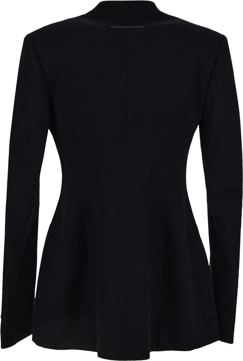 MM6 Maison Margiela Collarless Suit Jacket Zwart