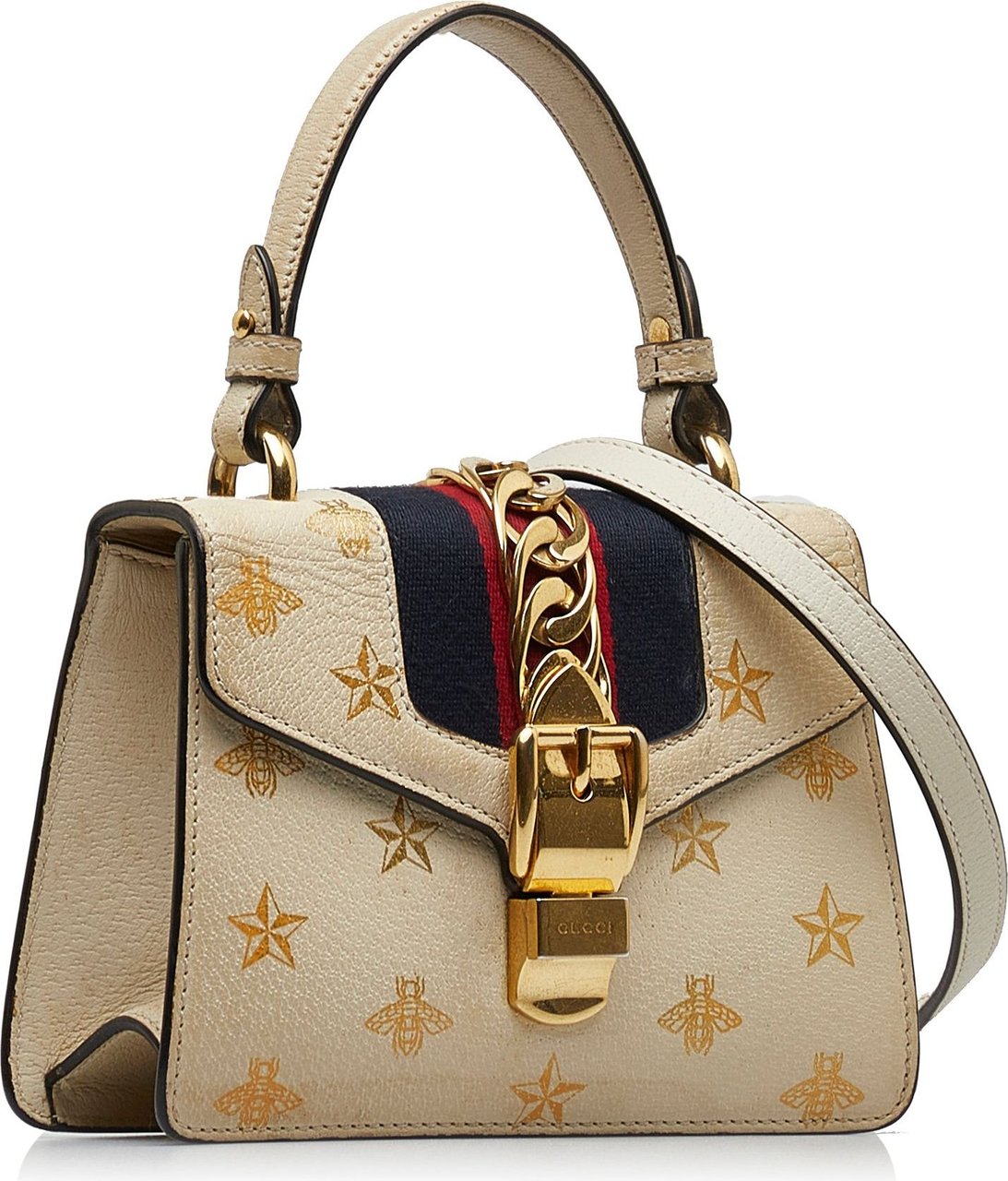 Gucci Mini Sylvie Bee Star Top Handle Bag Wit