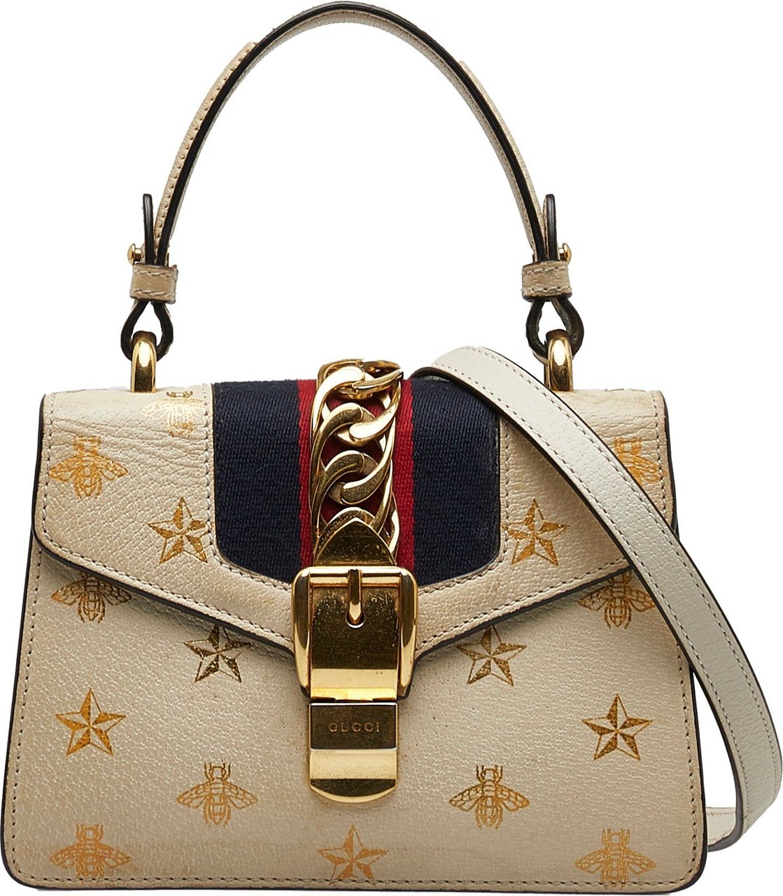 Gucci Mini Sylvie Bee Star Top Handle Bag Wit