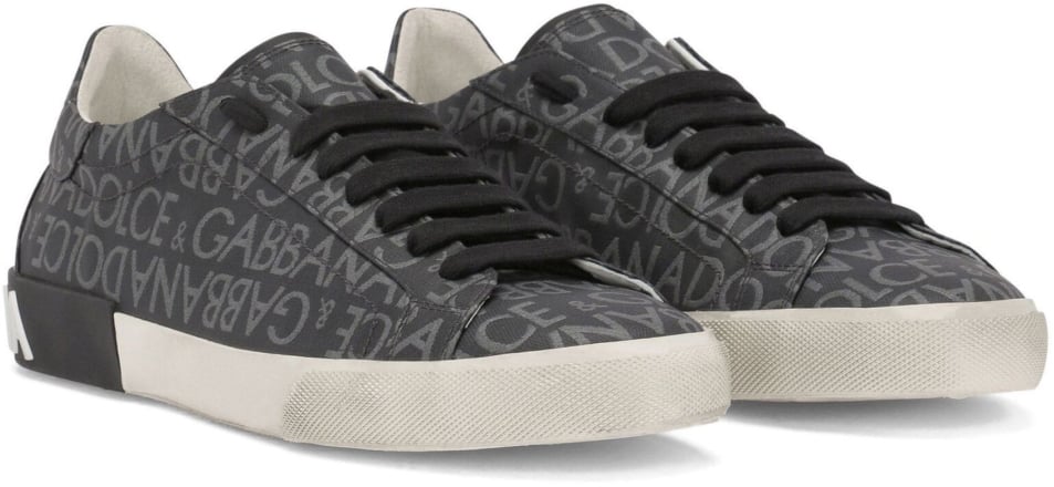 Dolce & Gabbana Portofino Jacquard Logo Sneakers Zwart