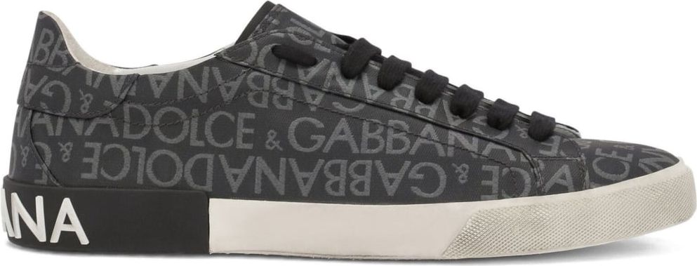 Dolce & Gabbana Portofino Jacquard Logo Sneakers Zwart