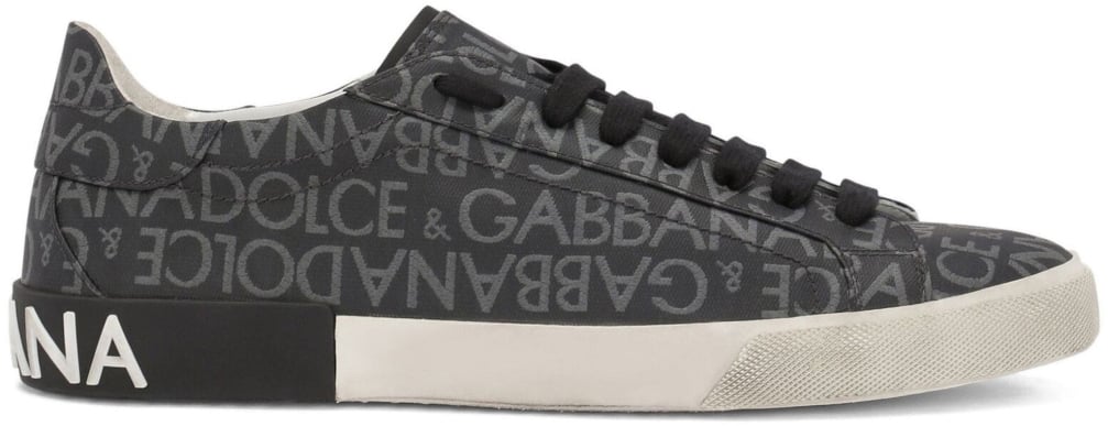 Dolce & Gabbana Portofino Jacquard Logo Sneakers Zwart