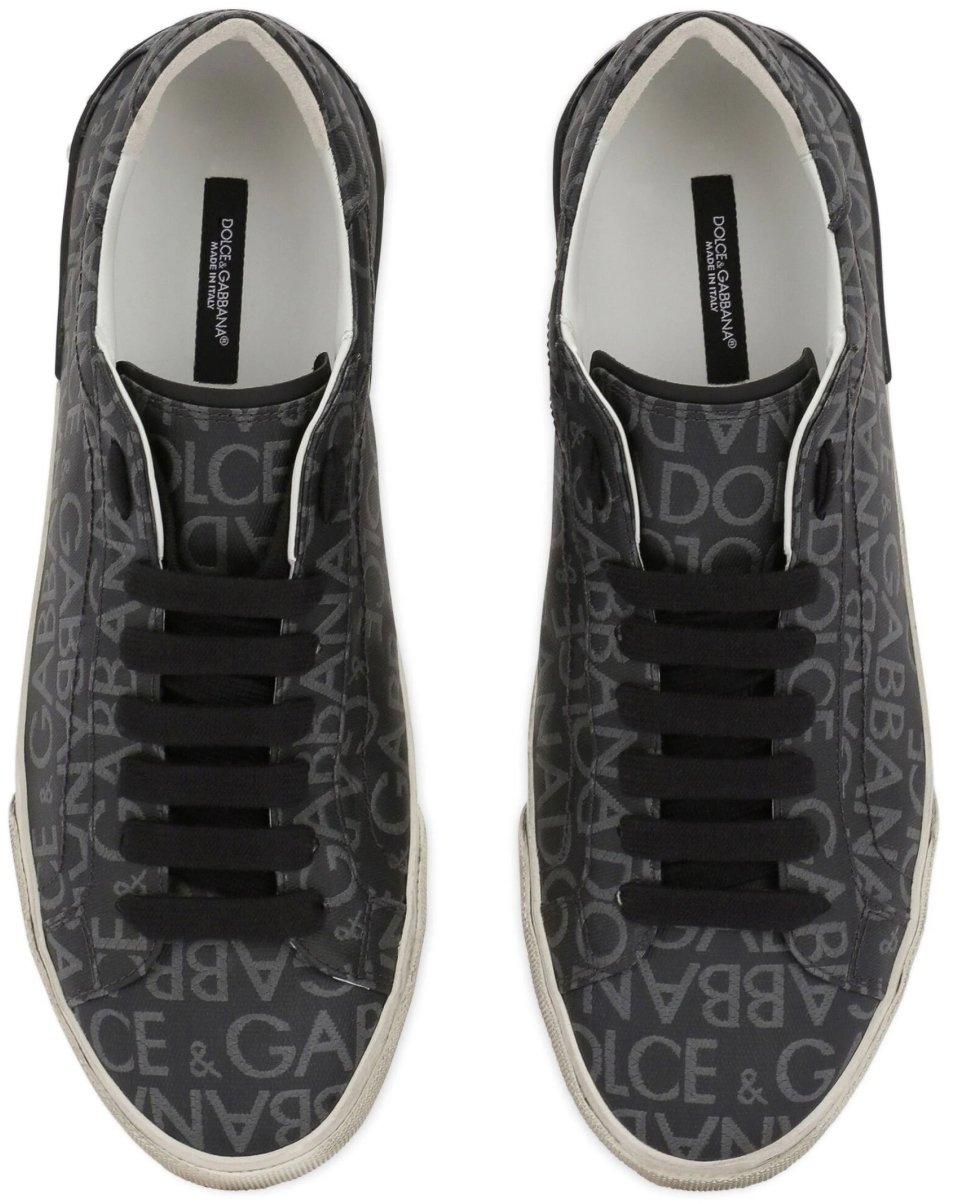 Dolce & Gabbana Portofino Jacquard Logo Sneakers Zwart