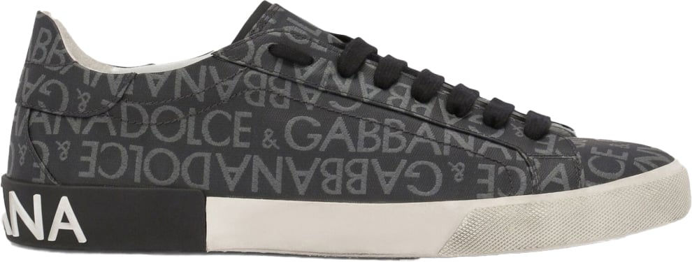 Dolce & Gabbana Portofino Jacquard Logo Sneakers Zwart