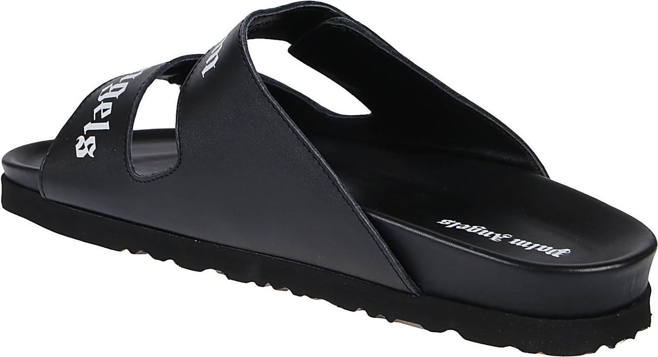 Palm Angels Logo Print Touch-strap Sandals Black Zwart