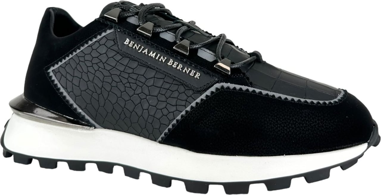 Benjamin Berner Benjamin Berner Heen Sneaker Zwart BNJ0171 CROCODILE BLACK Zwart